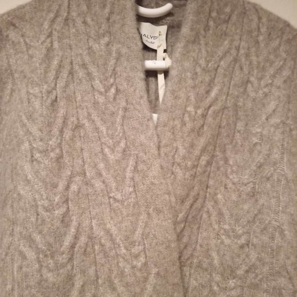 Alysi Soft Shortsleeved Cable-knit Cardigan, Beige, Size S - Picture 4 of 15